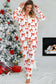 Red Christmas Bow Print Long Sleeve Two Piece Pajama Set