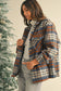 Mist Green Plaid Print Chest Pockets Turn Down Collar Shacket