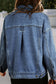 Dark Blue Washed Oversized Pocketed Denim Jacket