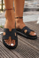 Cutout Open Toe Platform Slide Sandals
