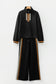 Black Striped Patchwork Quarter Zip Pullover Loose Pant Set