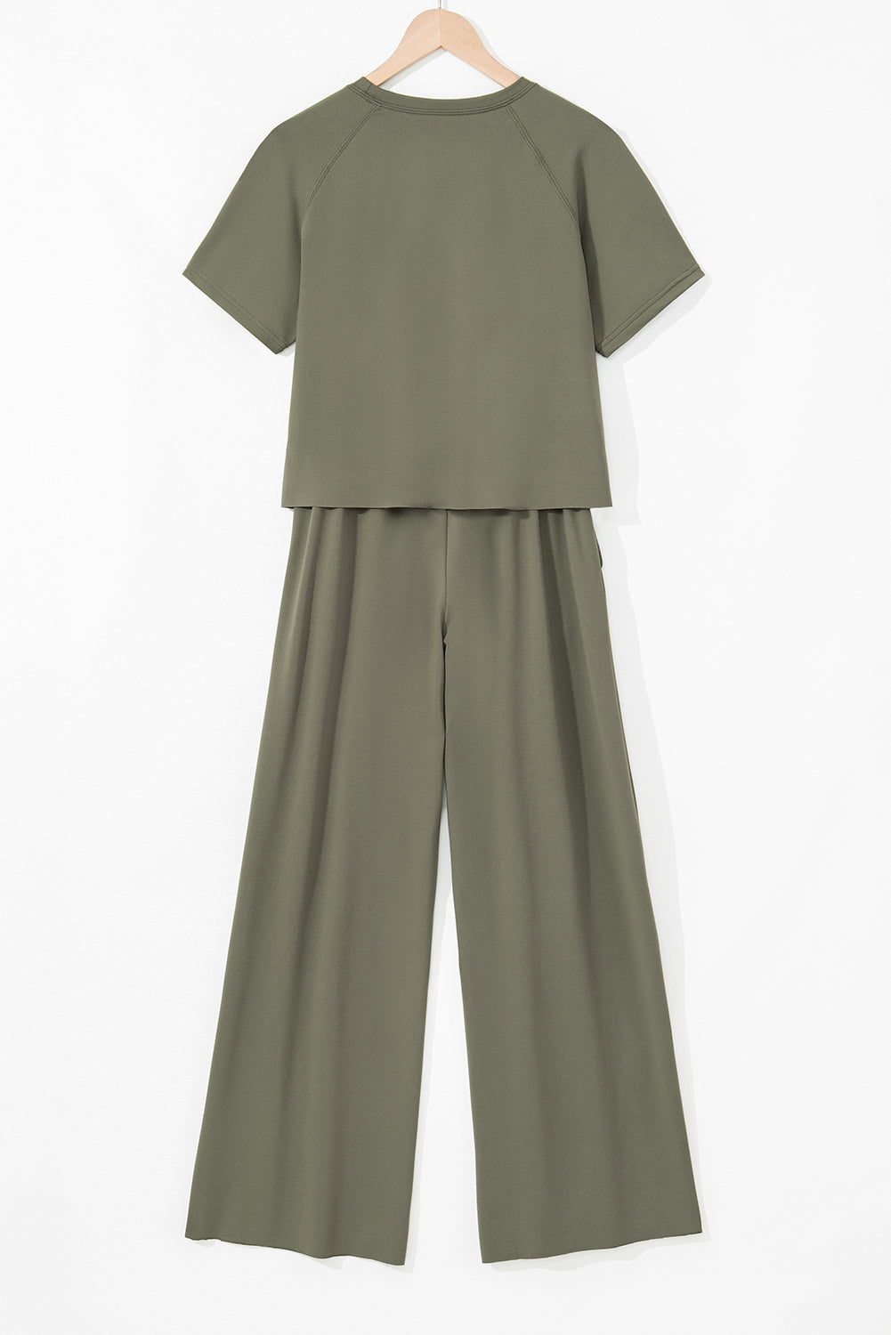 Raw Hem Loose Tee and Wide Leg Pants Set