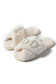 "I Do" Pearl Cross Band Fuzzy Slippers
