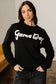 Black Chenille Game Day Graphic Drop Shoulder Sweatshirt
