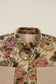 Floral Waffle Knit Patchwork Chest Pockets Buttoned Jacket