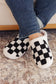 Light Blue Checkered Print Fuzzy Slip On Winter Slippers