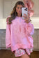 Pink Lace Bow Embroidered Split-Hem Sweatshirt