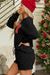 Black Corded Merry Graphic Long Sleeve Top and Shorts Set