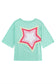 Moonlight Jade Colorblock Star Patched Half Sleeve Oversized Tee