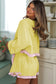 Yellow Gingham Ruffle Hem Long Sleeve Pullover and Shorts Lounge Set