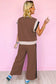 Chestnut Color Block Detail Casual Two piece Outfit