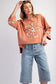 Grapefruit Orange Flower Exposed Seam Patchwork Loose Top