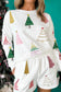 White Christmas Tree Long Sleeve Top and Shorts Pajama Set