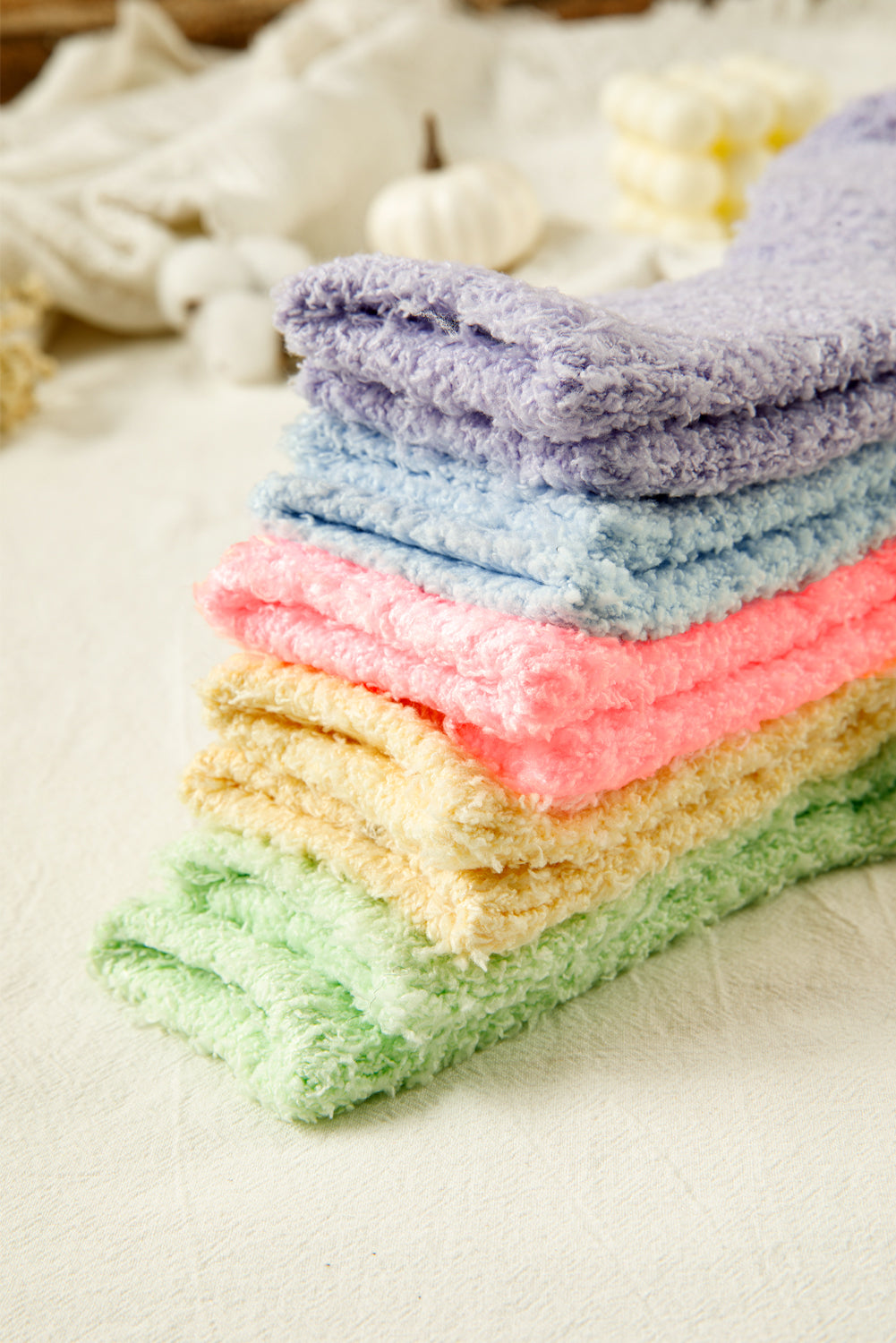 Multicolor Non-Slip Cozy Fuzzy Socks Set