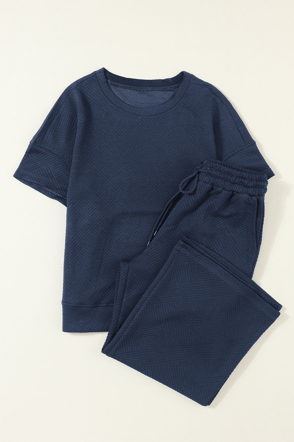 Textured Lounge Set – Relaxed Fit Tee & Drawstring Pants