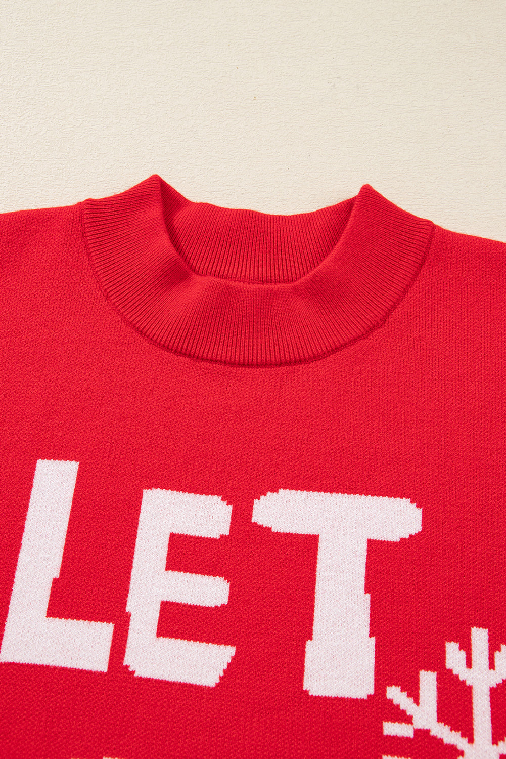 Red Let It Snow Christmas Dotty Sleeve Loose Sweater