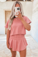 Two Piece Cropped Tee and Ruffle High Waist Skort Set