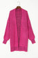 Rose Plaid Contrast Trim Casual Knit Long Cardigan