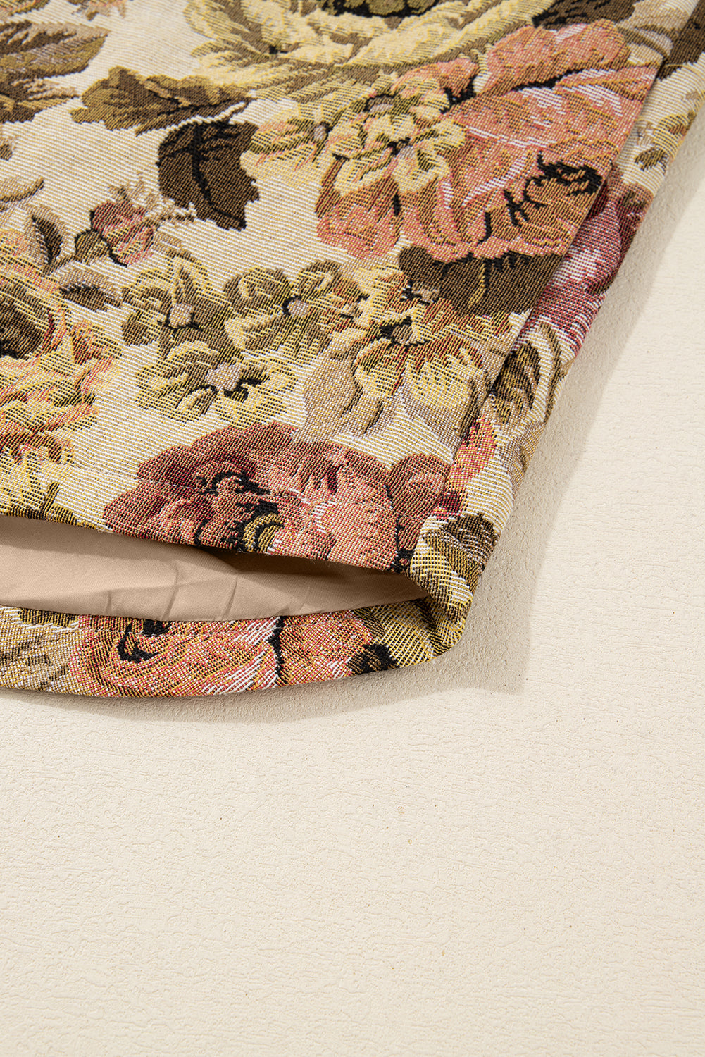 Floral Waffle Knit Patchwork Chest Pockets Buttoned Jacket