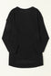 Black Plain Waffle Knit Drop Sleeve Side Slits Oversized Top