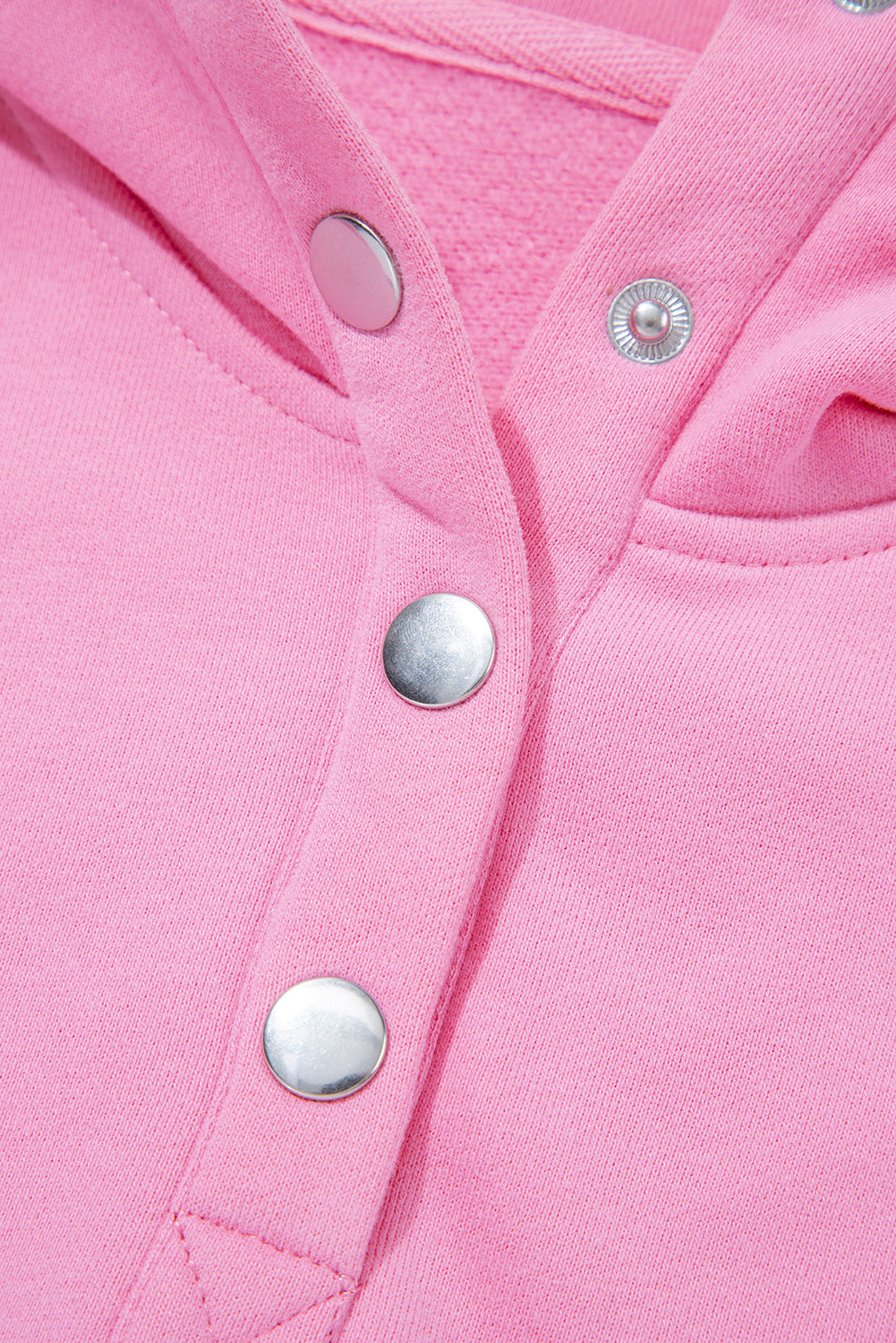 Floral Embroidered Patchwork Pullover with Snap Button Neckline