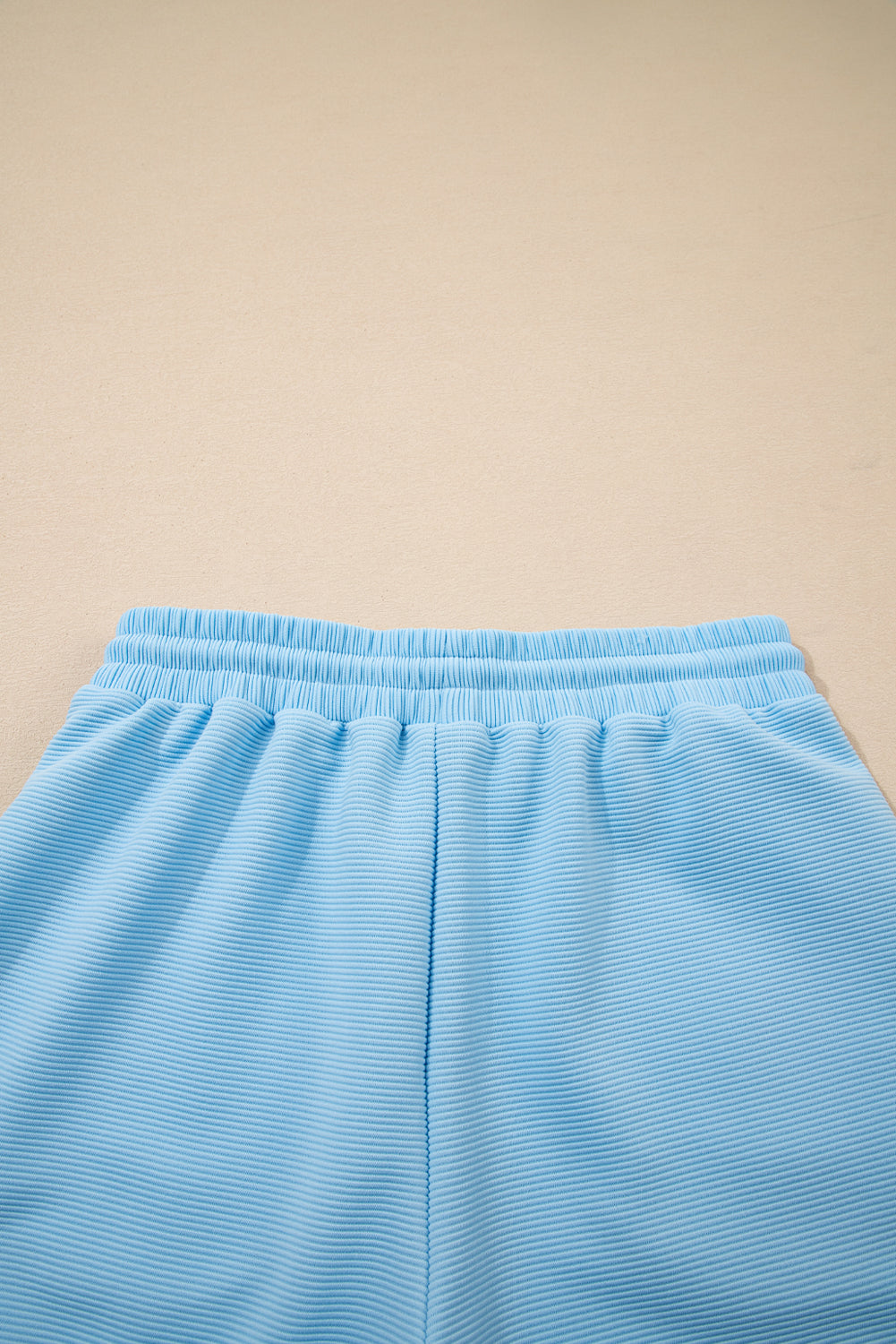 Blue Striped Detail Flutter Sleeve Zipped Collar Short Set
