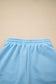 Blue Striped Detail Flutter Sleeve Zipped Collar Short Set