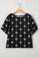 Striped Puff Sleeve Blouse with Black Bow Print