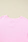 Pink Plus Size Mix Floral Patched Sleeve Ribbed Trim Baggy Sweatshirt