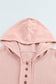 Pink Casual Button Patchwork Trim Hoodie