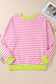 Striped Contrast Trim Drop Shoulder Sweatshirt