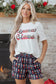 Mama Claus Plaid Letter Tee Nutcracker Shorts Two Piece Pajama Lounge Set