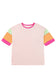 Pink Color Block Sleeve Round Neck Oversize Top