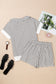 Black & White Striped V-Neck Lounge Set