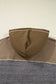 Green Mixed Texture Patchwork Exposed Seam Half Button Pullover Hooded Sweatshirt