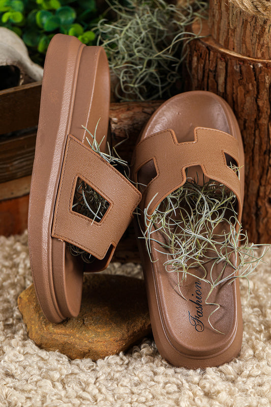 Cutout Open Toe Platform Slide Sandals