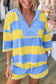 Yellow Stripe Seam Detail Half Zip Tee Casual Shorts 2pcs Set