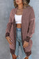 Rose Plaid Contrast Trim Casual Knit Long Cardigan