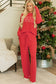 Red Jolly Corded Long Sleeve Top and Pants Set