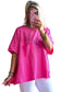 Bright Pink Patched Pocket Exposed Seam Oversized T Shirt