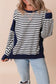 White Stripe Patchwork Exposed Seam Loose Fit Sweatshirt