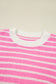 Multicolor Colorblock Striped Patchwork Dolman Sleeve Slit Sweater