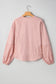 Light Pink Keyhole Notch V-Neck Batwing Sleeve Blouse