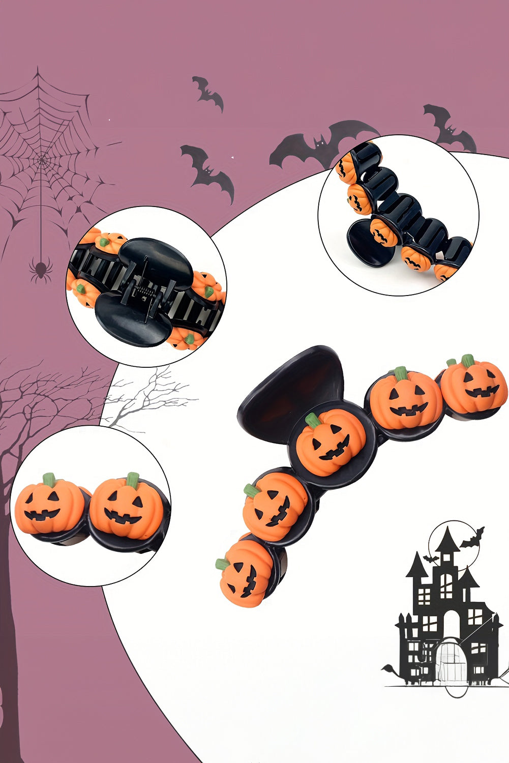 Orange Halloween Pumpkin Hair Claw Clip