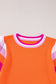 Bright Pink Contrast Sleeve Striped Round Neck Knitted Tee