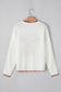 White Bow Pattern Contrast Trim Christmas Loose Graphic Sweater