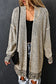 Rose Plaid Contrast Trim Casual Knit Long Cardigan