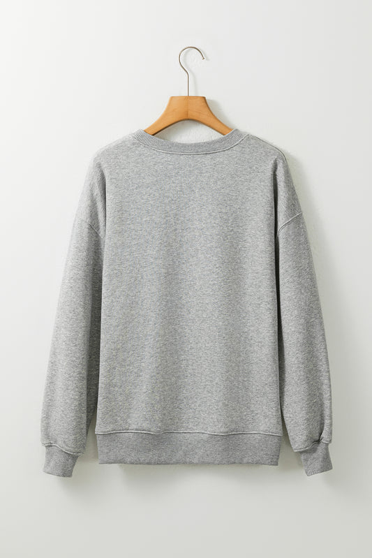Gray Tis The Fall Season Pumpkin Football Graphic Sweatshirt