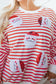 Stripe Sequin Santa Claus Pattern Christmas Pullover Sweatshirt