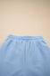 Beau Blue Textured Ruffled Sleeve Zipped Top and Wide Leg Pants Set